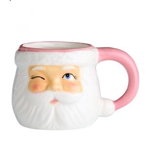 New! Santa Claus Winking Mug with Pink Handle